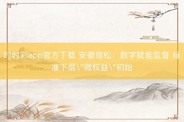 時時彩app官方下載 安徽宿松：數(shù)字賦能監(jiān)督 標(biāo)準(zhǔn)下層