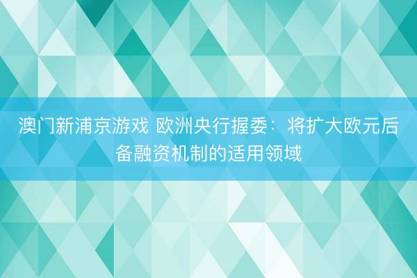 澳門新浦京游戲 歐洲央行握委：將擴大歐元后備融資機制的適用領域