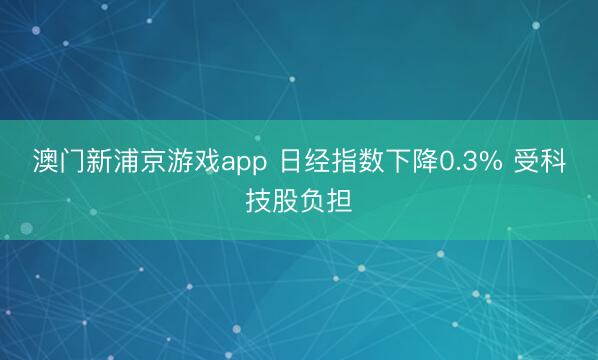 澳門新浦京游戲app 日經指數下降0.3% 受科技股負擔