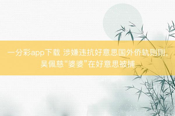 一分彩app下載 涉嫌違抗好意思國外僑軌則則，吳佩慈“婆婆”在好意思被捕