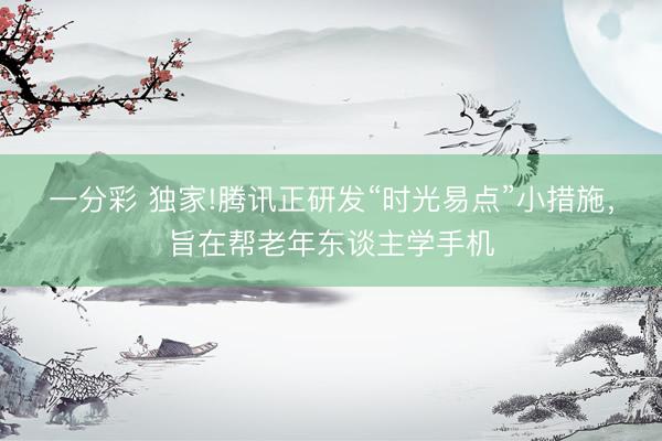 一分彩 獨家!騰訊正研發(fā)“時光易點”小措施，旨在幫老年東談主學(xué)手機(jī)