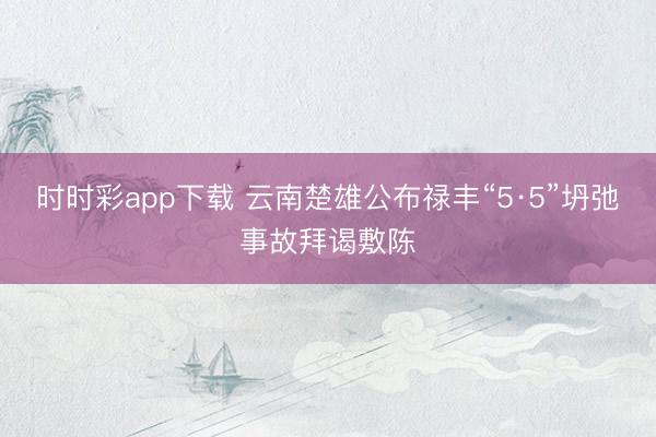 時時彩app下載 云南楚雄公布祿豐“5·5”坍弛事故拜謁敷陳