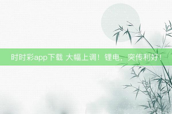 時(shí)時(shí)彩app下載 大幅上調(diào)!鋰電,突傳利好!