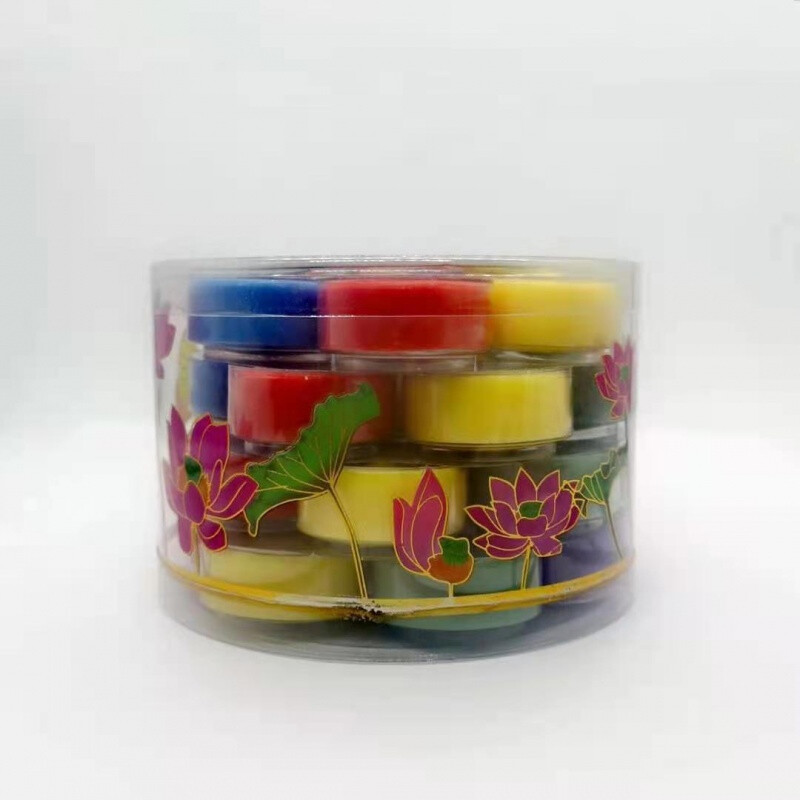 【京選】添發(fā)酥油梅花粒28粒酥油燈酥油粒香薰味植物酥油燭無(wú)煙蠟燭 黃色4小時(shí) (一箱6盒)